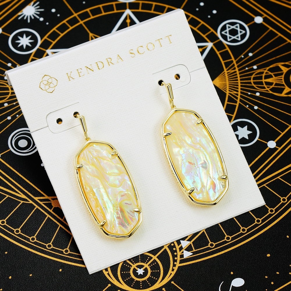 Kendra Scott Elle Faceted Iridescent Abalone earrings gold Plated